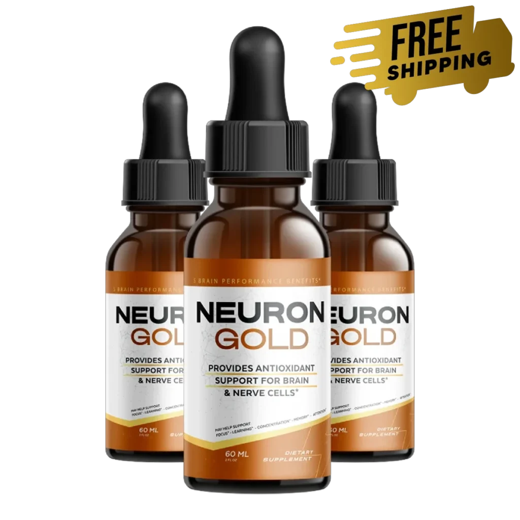 NeuronGold three-bottle pack — liquid brain and nerve cell support, 60 mL per bottle